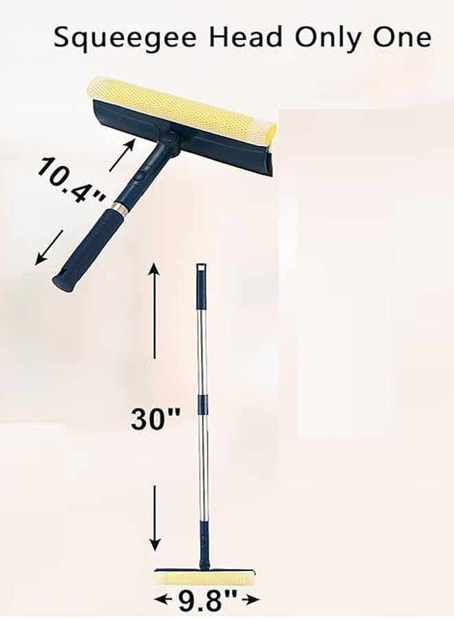 TRADY Multi-Use Window Squeegee with 56" Long Handle, 2 in 1 Window Cleaning Tools with Dual Side Blade Rubber & Scrubber Sponge, Standard Professional Squeegee for Car Windshield and Shower Door - Image 2